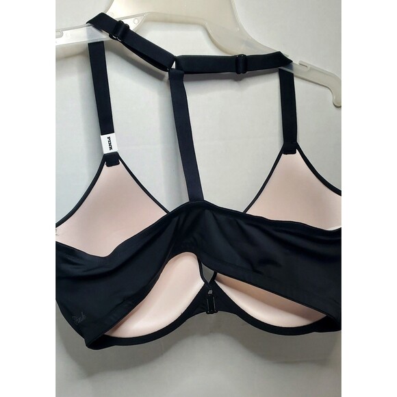 Victoria’s Secret Pink Push-Up Bra 38DDD Front Close T-Shirt Style NWT Black - Picture 3 of 11